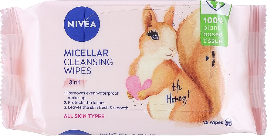 Biodegradowalne micelarne chusteczki do demakijażu - NIVEA Biodegradable Micellar Cleansing Wipes 3 In 1 Squirrel — Zdjęcie N1