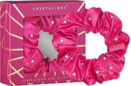 Kup Jedwabna gumka do włosów z kryształkami, różowa - Crystallove Silk Hair Elastic With Crystals Hot Pink