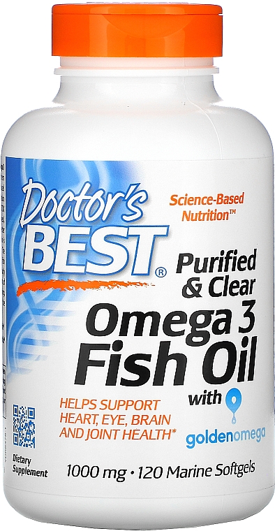 Olej rybny Omega-3 1000 mg w kapsułkach - Doctor's Best Fish Oil Omega 3 — Zdjęcie N1