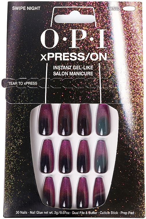 Zestaw sztucznych paznokci - OPI Xpress/On Swipe Night — Zdjęcie N1