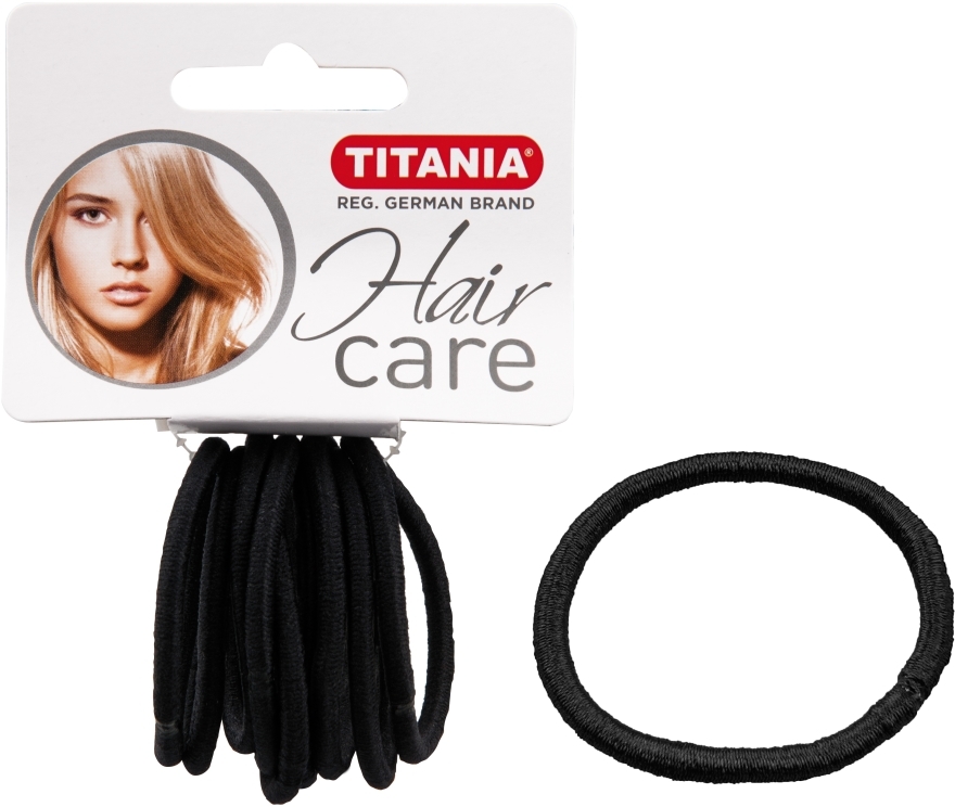 Czarne elastyczne gumki do włosów (gr. 4 mm, 9 szt.) - Titania — Zdjęcie N1