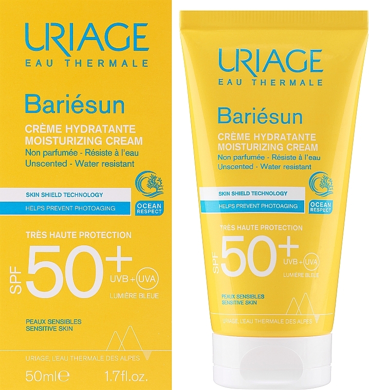 Bezzapachowy krem ​​nawilżający z filtrem przeciwsłonecznym - Uriage Bariesun Moisturuzing Cream Unscented SPF50+ — Zdjęcie N1