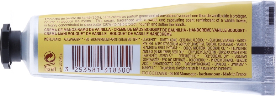 Krem do rąk Wanilia - L'occitane Hand Cream Shea Butter Vanilla — Zdjęcie N2