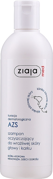 Oczyszczający szampon do wrażliwej skóry głowy i karku - Ziaja Med Kuracja dermatologiczna AZS