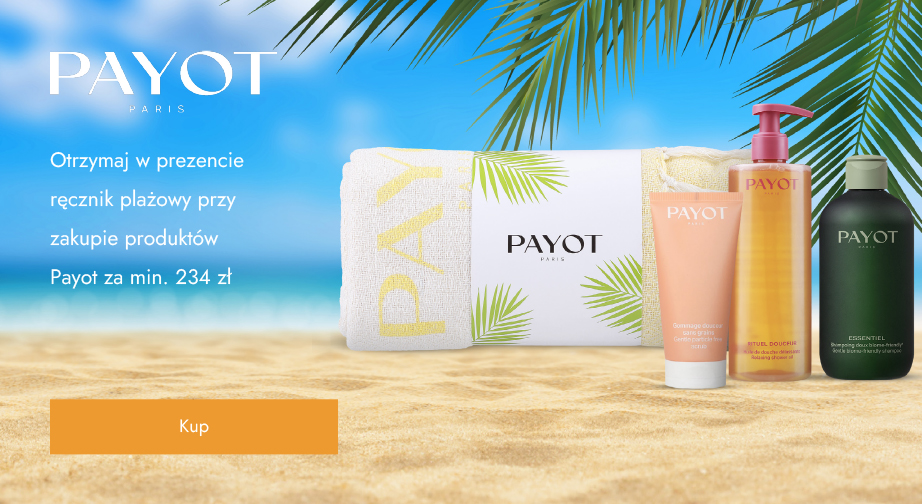 Otrzymaj w prezencie ręcznik plażowy przy zakupie produktów Payot za min. 234 zł.