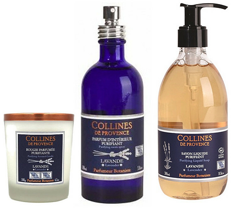 Zestaw - Collines De Provence Natural Lavender (soap/300ml + candle/180g + spray/100ml) — Zdjęcie N1