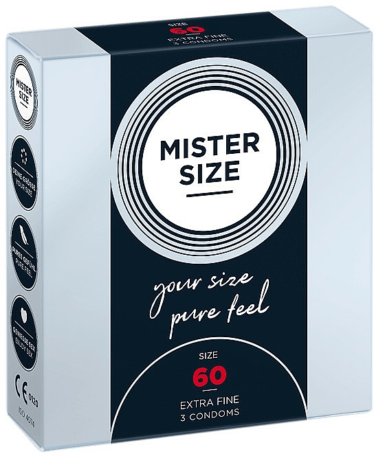Prezerwatywy lateksowe, rozmiar 60, 3 sztuki - Mister Size Extra Fine Condoms — Zdjęcie N1