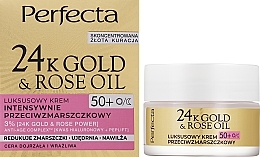 Luksusowy krem intensywnie przeciwzmarszczkowy do twarzy - Perfecta 24k Gold & Rose Oil Anti-Wrincle Cream 50+ — Zdjęcie N1