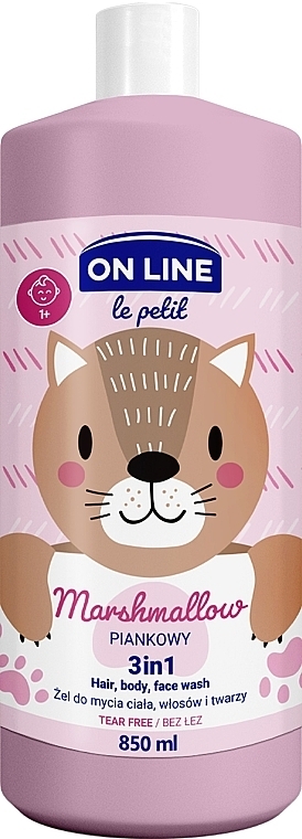 Piankowy żel do mycia ciała, włosów i twarzy 3 w 1 - On Line Le Petit Marshmellow 3 In 1 Hair Body Face Wash — Zdjęcie N2