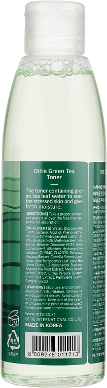 Tonik do twarzy z zieloną herbatą - Ottie Green Tea Toner — Zdjęcie N2