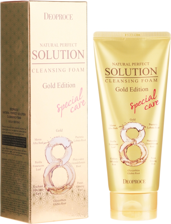 Pianka do mycia twarzy na bazie złota i mieszanki 8 orientalnych ziół - Deoproce Natural Perfect Solution Cleansing Foam Gold Edition
