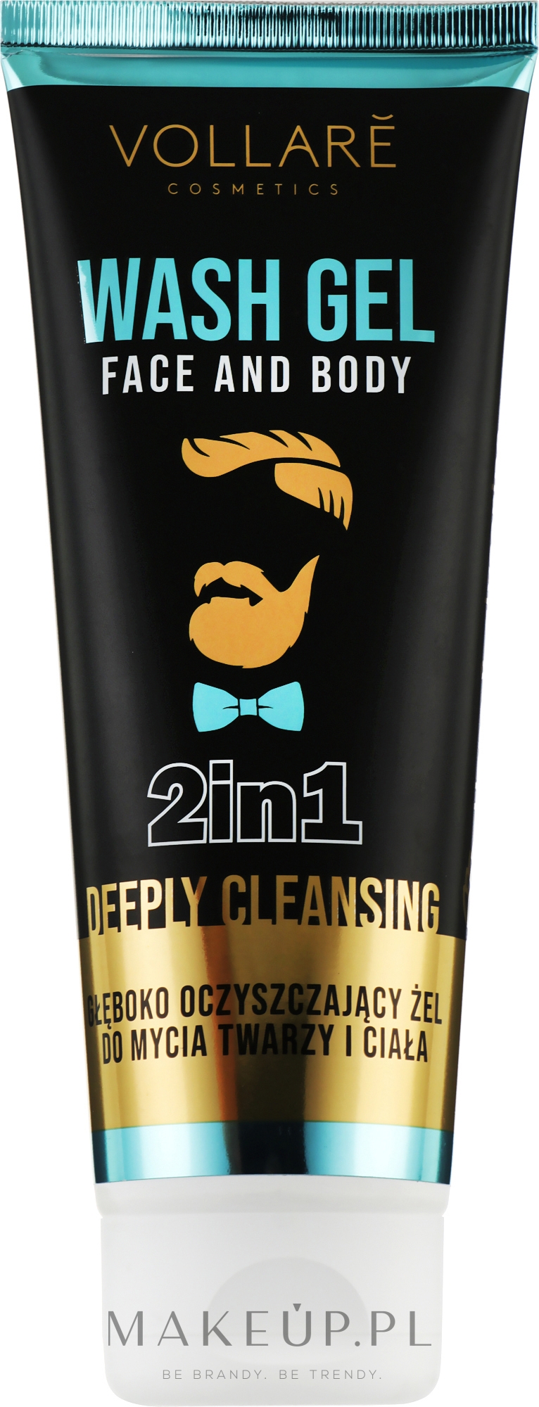 Głęboko oczyszczający żel do mycia twarzy i ciała dla mężczyzn - Vollare Face & Body Wash Gel 2in1 Deeply Cleansing Men — Zdjęcie 250 ml