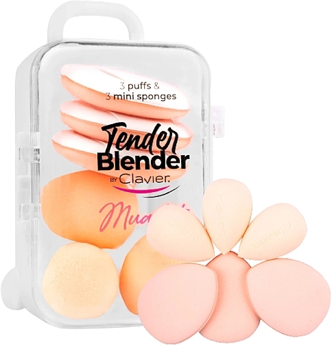 Zestaw mini gąbek do makijażu, biały, 6 szt. - Clavier Tender Blender Mua Kit — Zdjęcie N1