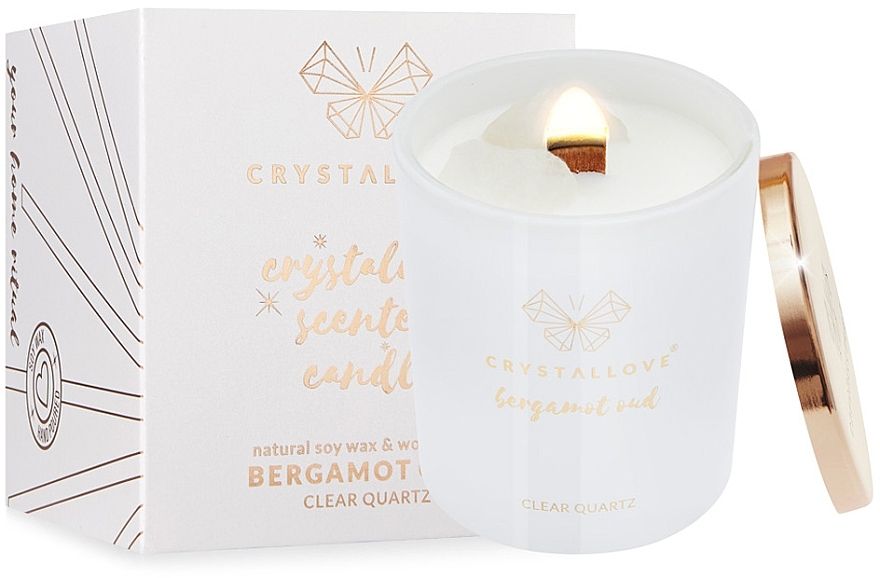 Świeca sojowa z kryształem skalnym i bergamotką oud - Crystallove Soy Candle with Rock Crystal Bergamot Oud — Zdjęcie N1