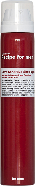 Pianka do golenia dla skóry wrażliwej - Recipe for Men Ultra-Sensitive Shaving Foam — Zdjęcie N1