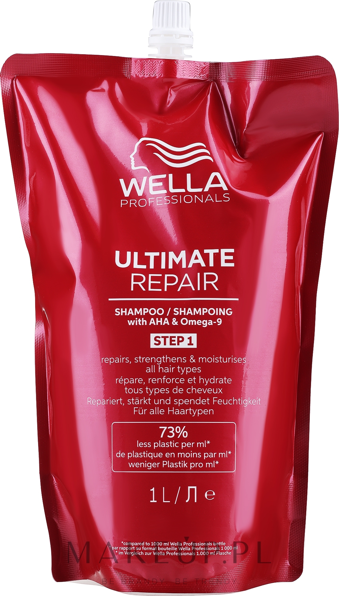 Szampon do wszystkich rodzajów włosów - Wella Professionals Ultimate Repair Shampoo With AHA & Omega-9 Refill (uzupełnienie) — Zdjęcie 1000 ml