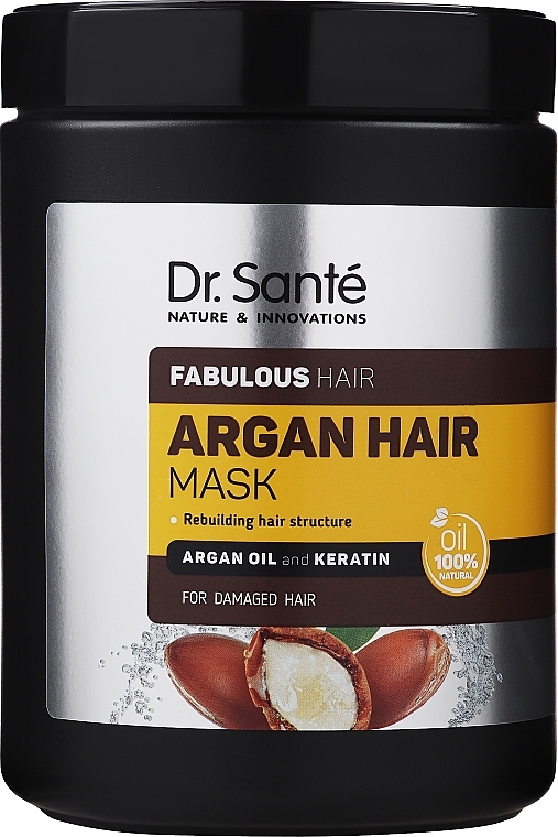 Odbudowująca maska do włosów Olej arganowy i keratyna - Dr Sante Argan Hair — Zdjęcie N1