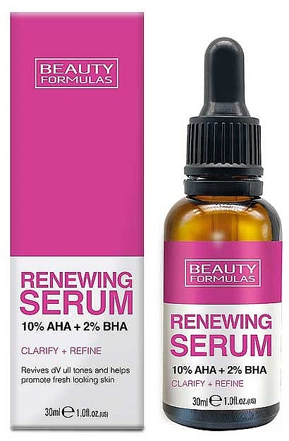 Rewitalizujące serum z kwasami AHA i BHA - Beauty Formulas Renewing 10% AHA + 2% BHA Serum