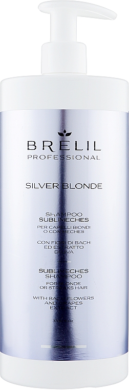 Szampon neutralizujący żółte odcienie włosów blond - Brelil Silver Blonde Sublimeches Shampoo — Zdjęcie N3