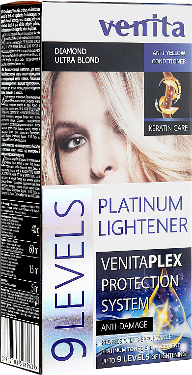 PRZECENA! Rozjaśniacz do włosów o 9 tonów - Venita Plex Platinum Lightener * — Zdjęcie N1