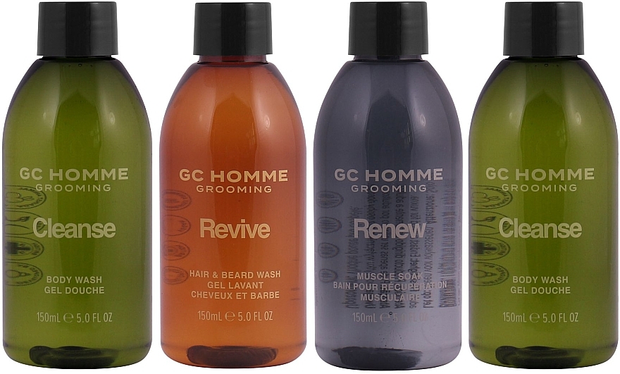 Zestaw - Grace Cole GC Homme Grooming Bathing Line Up (b/wash/2x150ml + h/wash/150ml + muscle/soak/150ml) — Zdjęcie N3