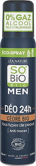 Dezodorant w sprayu Cedr - So'Bio Etic Men Cedar 24H Deodorant Spray — Zdjęcie N1