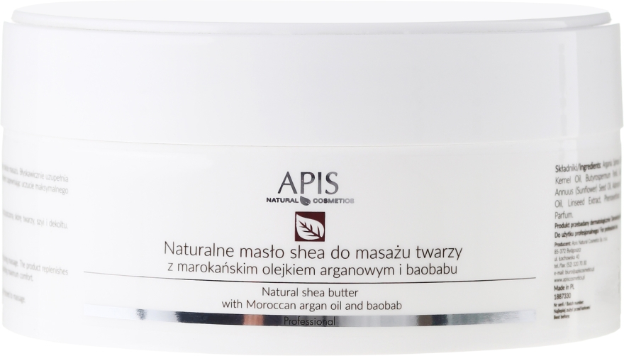 Naturalne masło shea do masażu twarzy z marokańskim olejem arganowym i olejem z baobabu - APIS Professional Regeneration — Zdjęcie N1