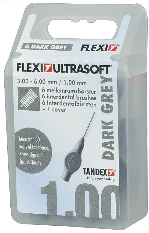 Szczoteczki międzyzębowe, 1,0 mm, ciemnoszare, 6 szt. - Tandex Flexi Ultra Soft — Zdjęcie N3