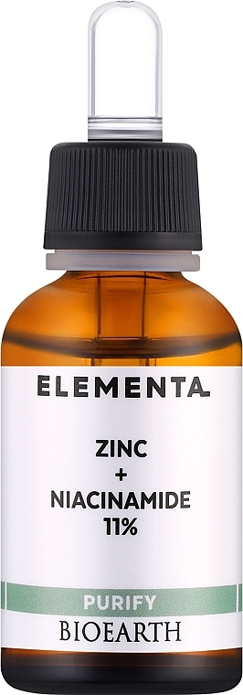 Serum do twarzy z cynkiem i niacynamidem 11% - Bioearth Elementa Purify Zinc + Niacinamide 11% — Zdjęcie N1