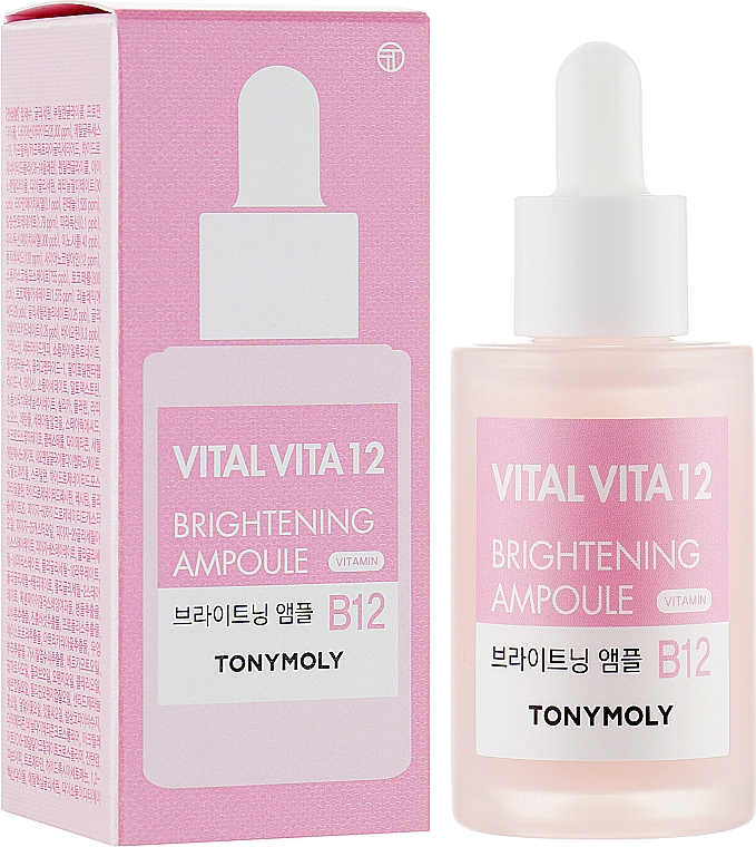 Rozjaśniająca esencja w ampułce z witaminą B12 i peptydami - Tony Moly Vital Vita 12 Brightening Ampoule B12 — Zdjęcie N2