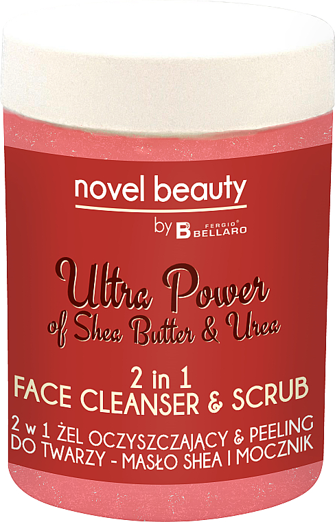 2 w 1 żel oczyszczający i peeling do twarzy Masło shea i mocznik - Fergio Bellaro Novel Beauty Ultra Power Face Cleancer & Scrub — Zdjęcie N1