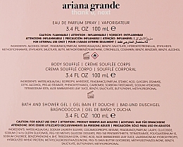Ariana Grande Thank U, Next - Zestaw (edp 100 ml + b/lot 100 ml + sh/żel 100 ml) — Zdjęcie N4