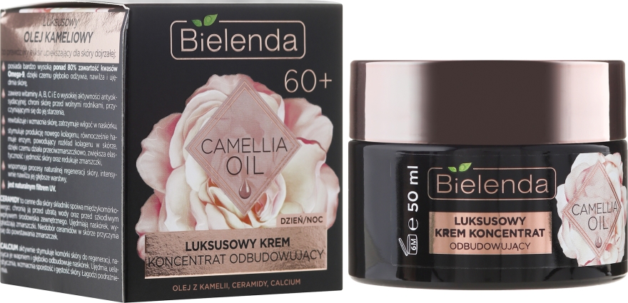 Luksusowy krem-koncentrat odbudowujący 60+ na dzień i noc - Bielenda Camellia Oil — Zdjęcie N1