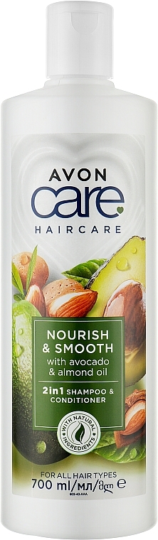 Szampon wygładzający i odżywka do włosów 2 w 1 - Avon Care Nourish & Smooth — Zdjęcie N1