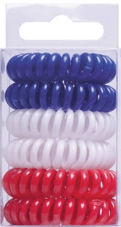Plastikowe gumki do włosów Anti Ziep, 5 cm, niebieska + biała + czerwona - Titania — Zdjęcie N1