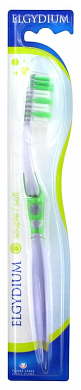 Szczoteczka do zębów, miękka, zielona - Elgydium Inter-Active Soft Toothbrush — Zdjęcie N1