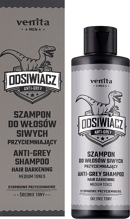 Szampon do włosów siwych, przyciemniający, średnie odcienie - Venita Men Anti-Grey Shampoo Medium Tones — Zdjęcie N2