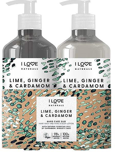 Zestaw - I Love Naturals Hand Care Duo Lime, Ginger & Cardamom (h/lot/500ml + h/wash/500ml) — Zdjęcie N1