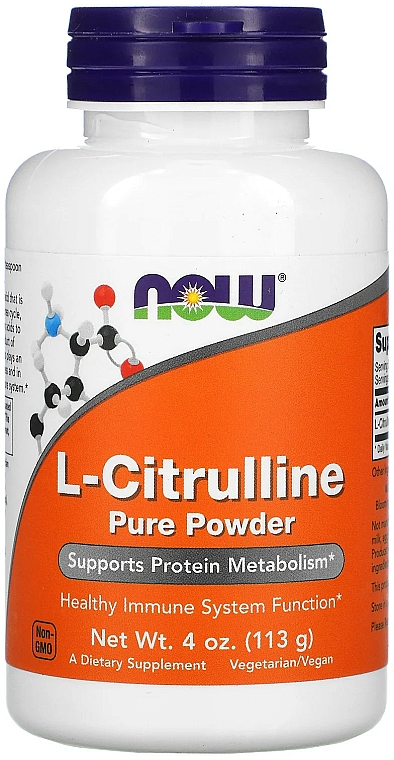 Suplement diety L-cytrulina w proszku - Now Foods L-Citrulline Pure Powder — Zdjęcie N1