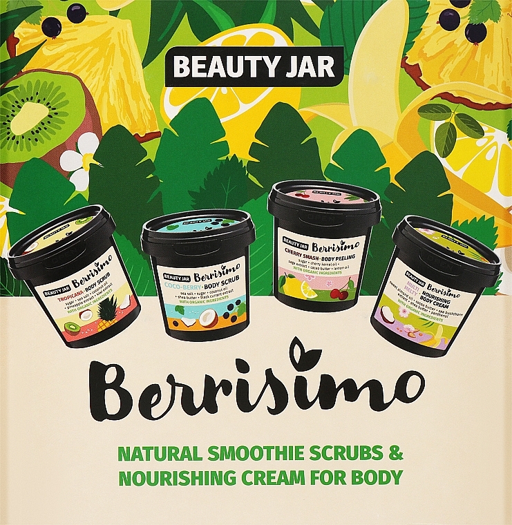 Zestaw - Beauty Jar Berrisimo Nourishing Body Gift Set (b/scrub/200g + b/peel/180g + b/scrub/190gl + b/cr/155ml) — Zdjęcie N1