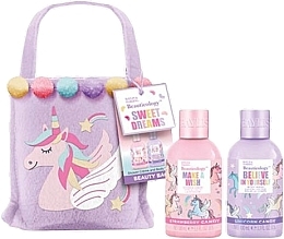 Kup Zestaw - Baylis & Harding Beauticology Candy Unicorn Beauty Bag Gift Set (sh/cr/100ml + sh/gel/100ml + bag/1pc)