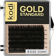 Sztuczne rzęsy Gold Standart B 0.03 (6 rzędów: 11 mm) - Kodi Professional — Zdjęcie N1