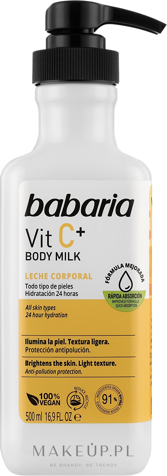 Mleczko do ciała z witaminą C - Babaria Body Milk Vit C+ — Zdjęcie 500 ml