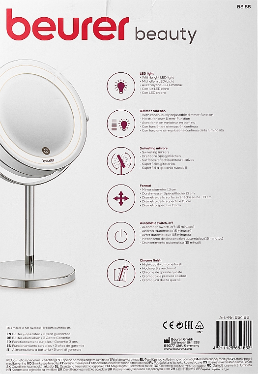 Podświetlane lusterko kosmetyczne, BS 55 – Beurer Cosmetic Mirror — Zdjęcie N4