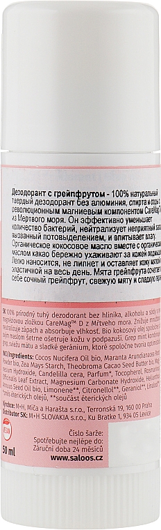 Organiczny naturalny dezodorant grejpfrutowo-miętowy - Saloos Grep Mint Deodorant — Zdjęcie N2