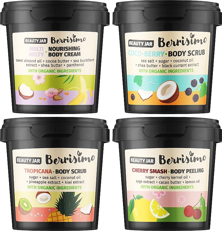 Zestaw - Beauty Jar Berrisimo Nourishing Body Gift Set (b/scrub/200g + b/peel/180g + b/scrub/190gl + b/cr/155ml) — Zdjęcie N2