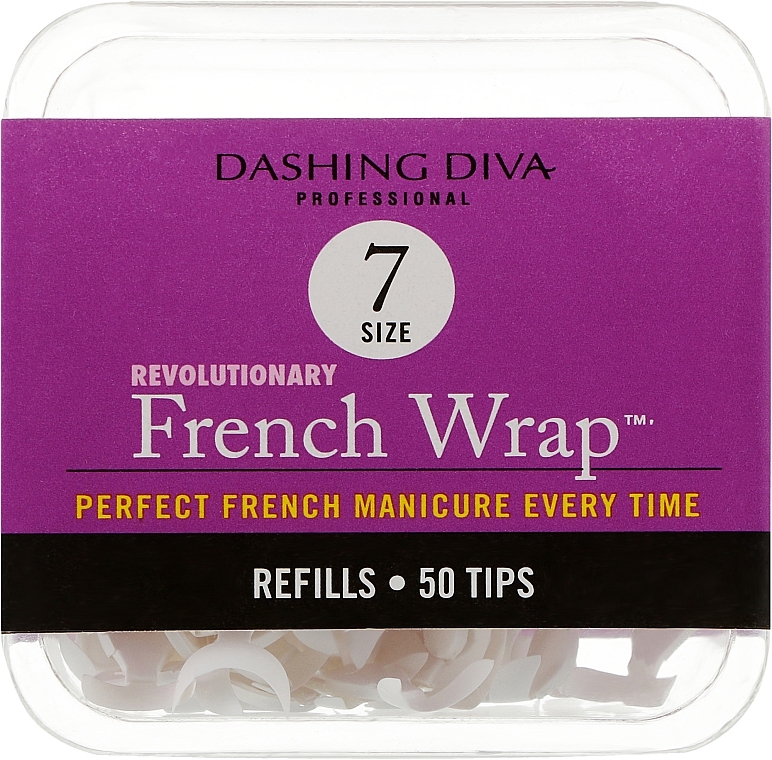 Wąskie tipsy - Dashing Diva French Wrap White 50 Tips (Size 7) — Zdjęcie N1