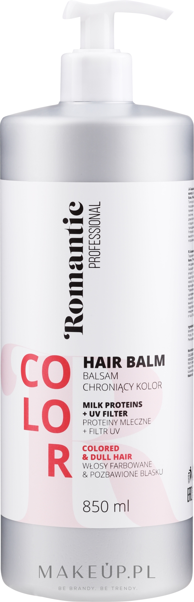 Balsam do włosów farbowanych z proteinami mlecznymi i ochroną UV - Romantic Professional Color Hair Balm — Zdjęcie 850 ml