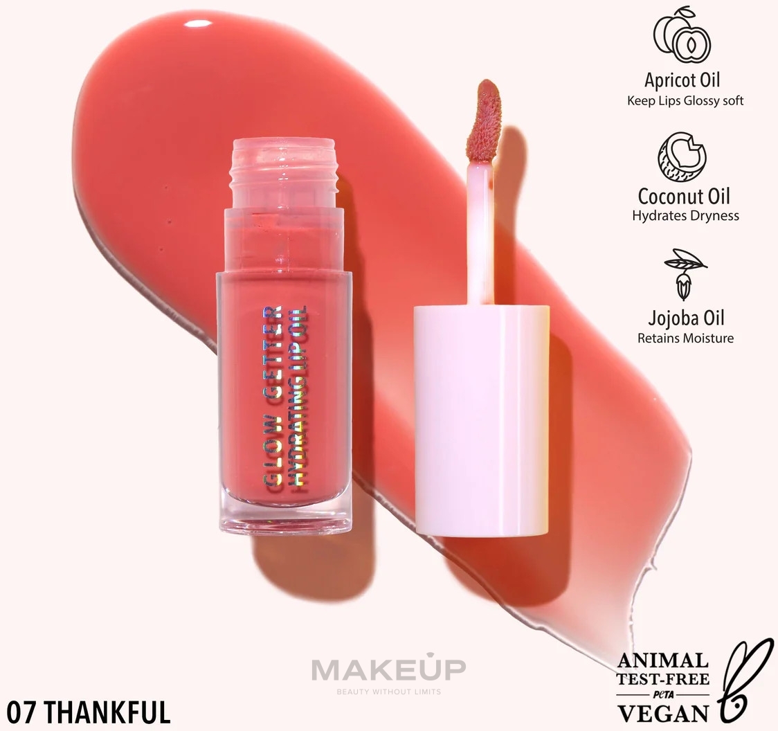 Nawilżający olejek do ust - Moira Glow Getter Hydrating Lip Oil — Zdjęcie 007 - Thankful