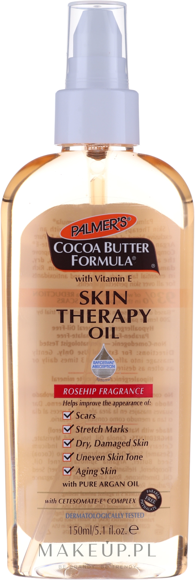 Olejek z dzikiej róży do pielęgnacji skóry twarzy i ciała - Palmer's Cocoa Butter Skin Therapy Oil Rosehip — Zdjęcie 150 ml